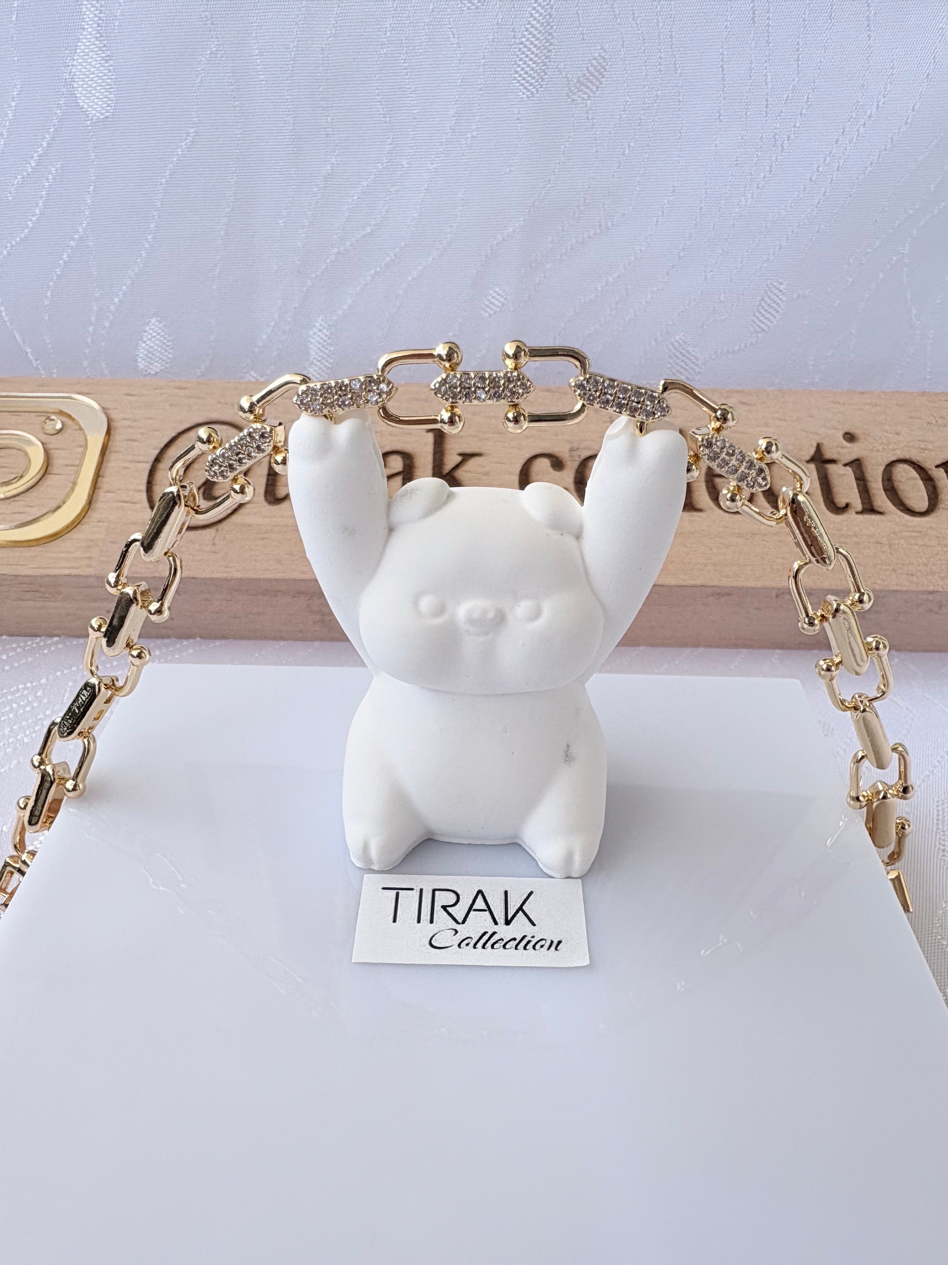 ZİRKON TAŞLI GEÇMELİ TASARIM BİLEKLİK-14K-