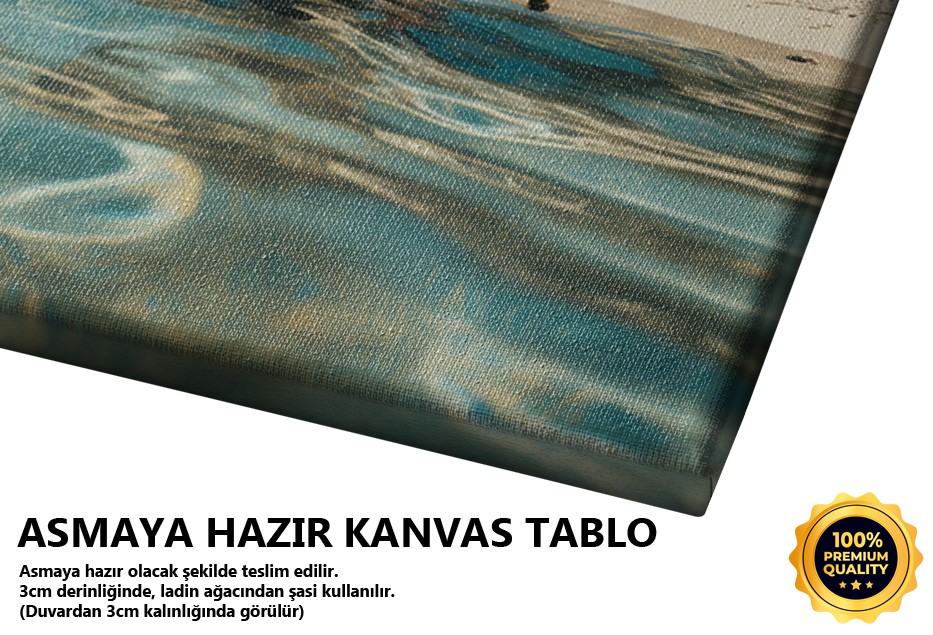 Turkuaz Dalgalar ve Palmiye