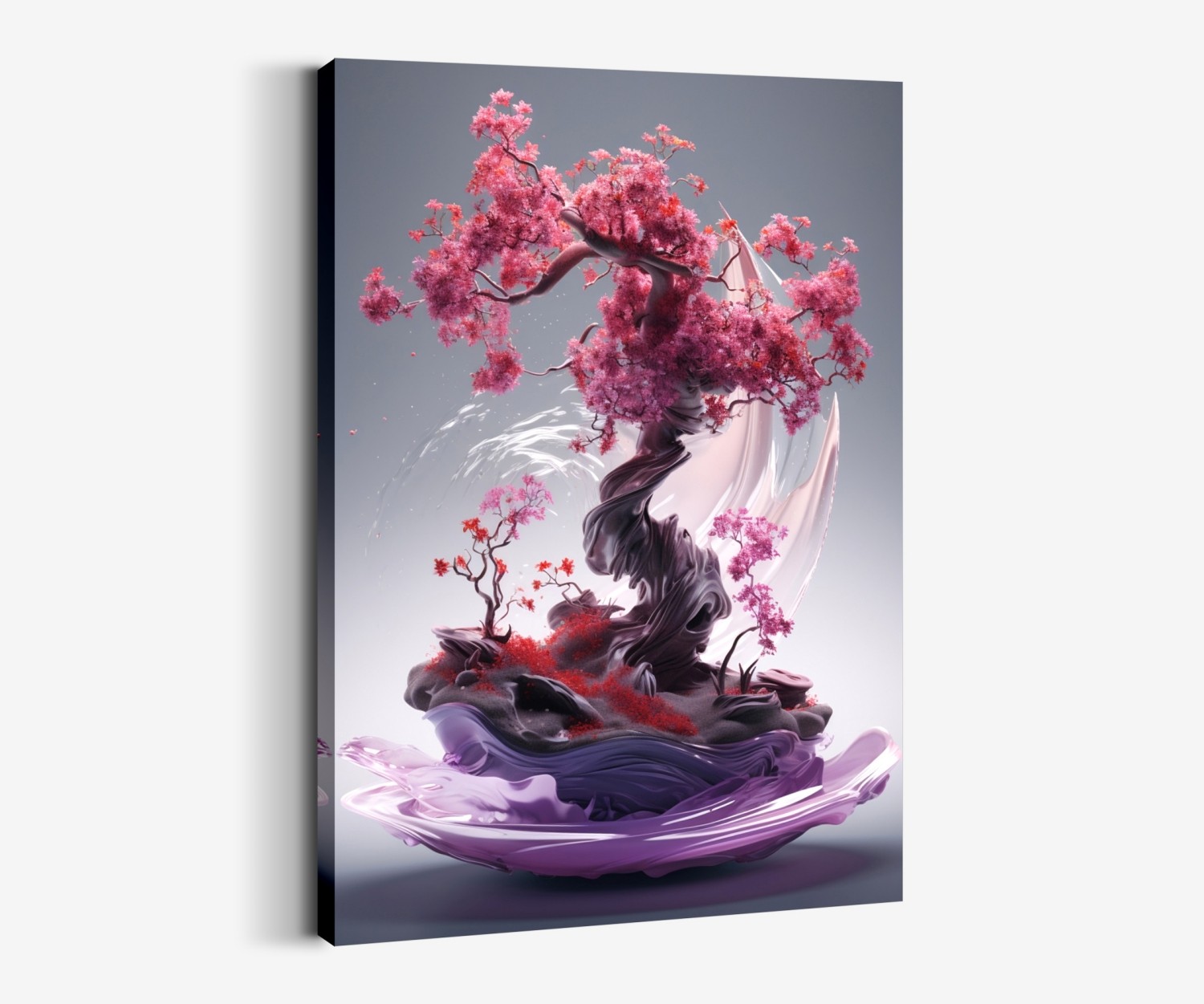 İki Pembe Bonsai Ağaç