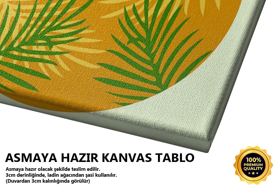 Sarı Zemin Yeşil Monstera Tablo