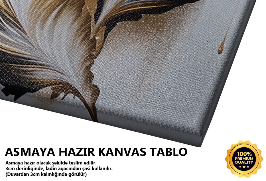 Siyah Beyaz Altın Tüy Deseni