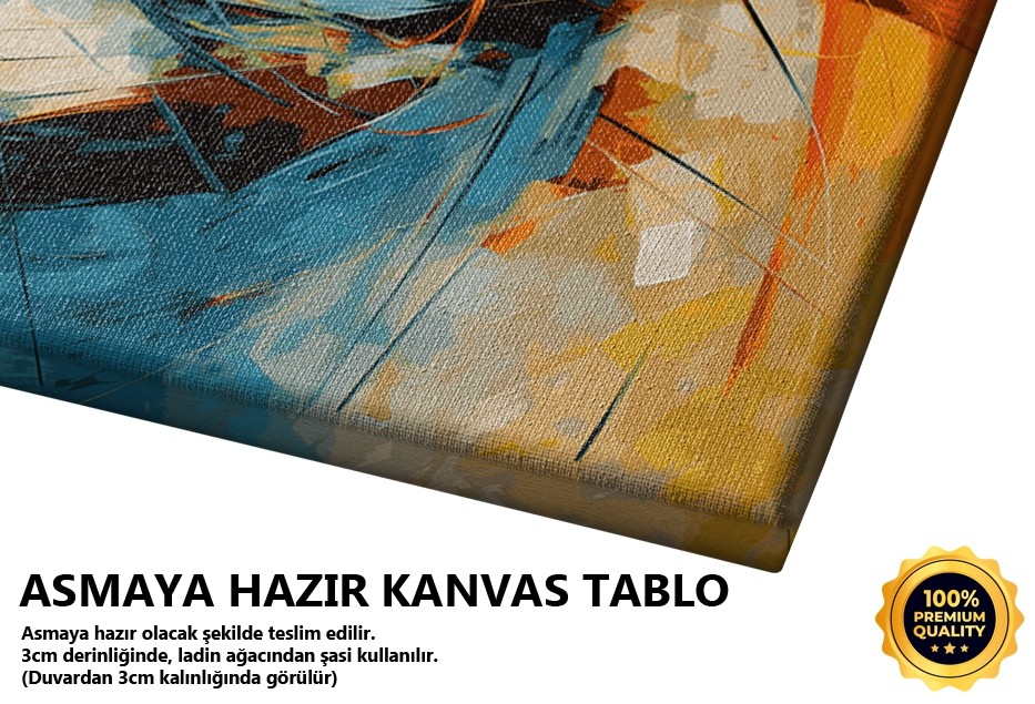 Turuncu Mavi Soyut Fırça Deseni