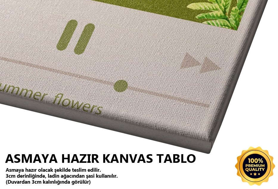 Summer Flowers Yeşil Tablo