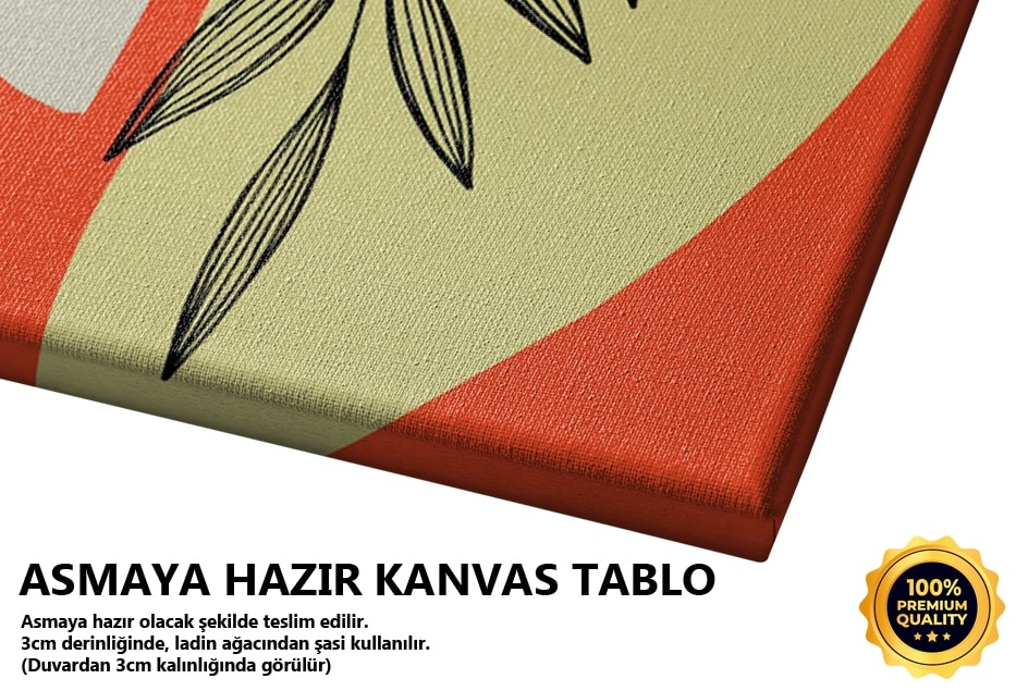 Geometrili Kare Çiçek Seri Tarçın Tablo