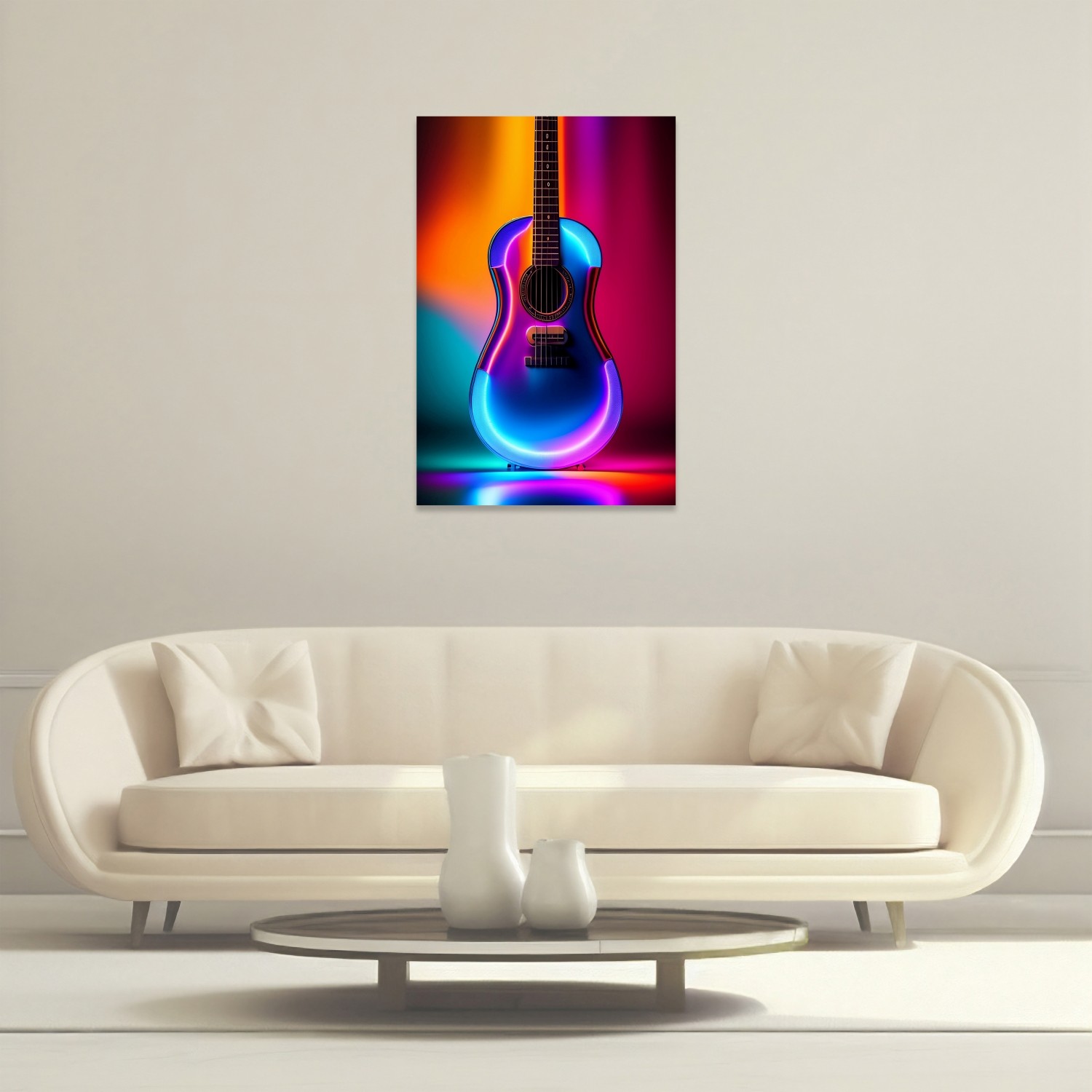 Neon Işıklı Renkli Gitar
