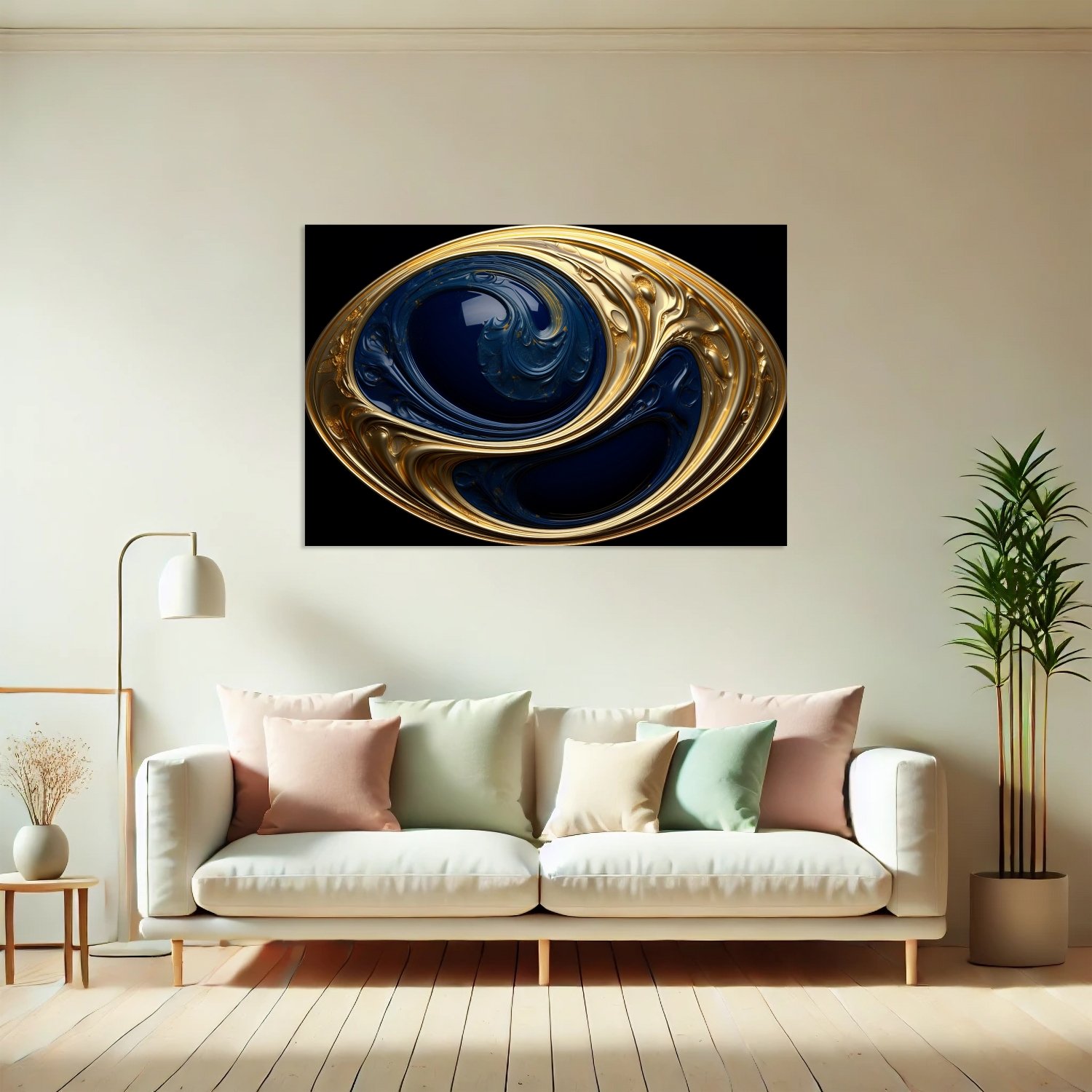 Altın Mavi Spiral Desen
