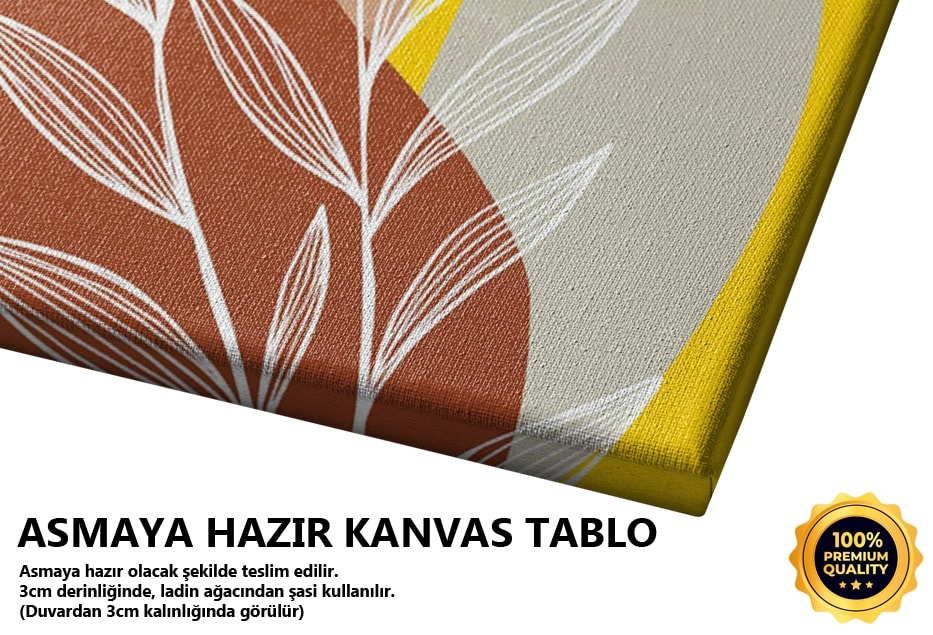 Geometrili Kare Çiçek Seri Sarı Tablo