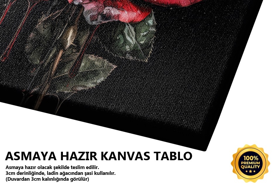 Kırmızı Gül ve Damla Deseni