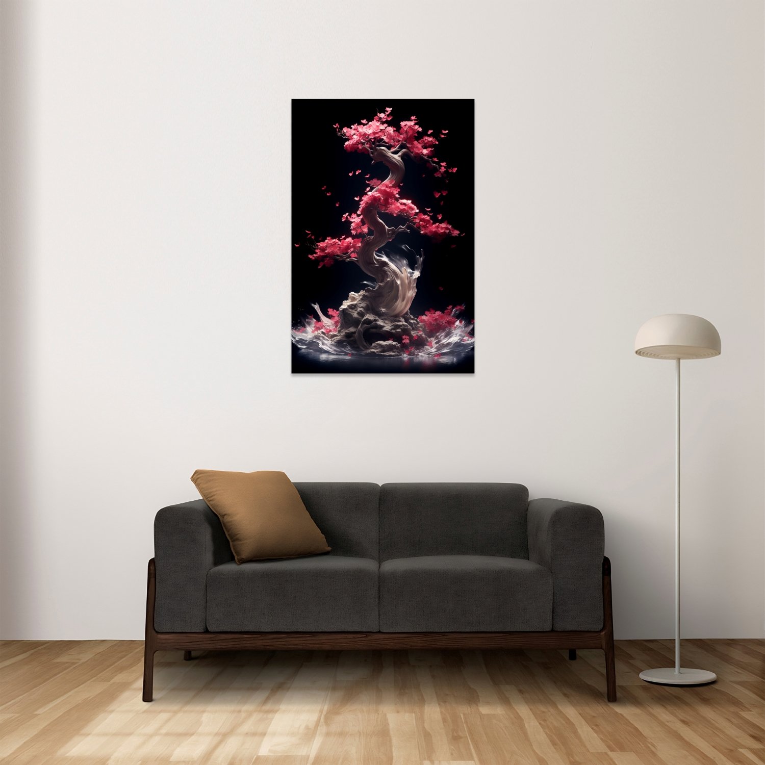 Pembe Bonsai Ağaç İllüstrasyonu