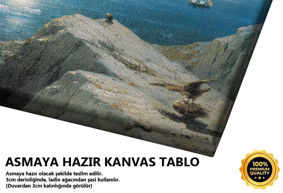 Uzaklarda Gemiler Ve Ege'den Kayalık Sahil Manzarası, 1884 Tablo