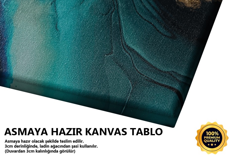 Turkuaz ve Altın Akışkan Desen