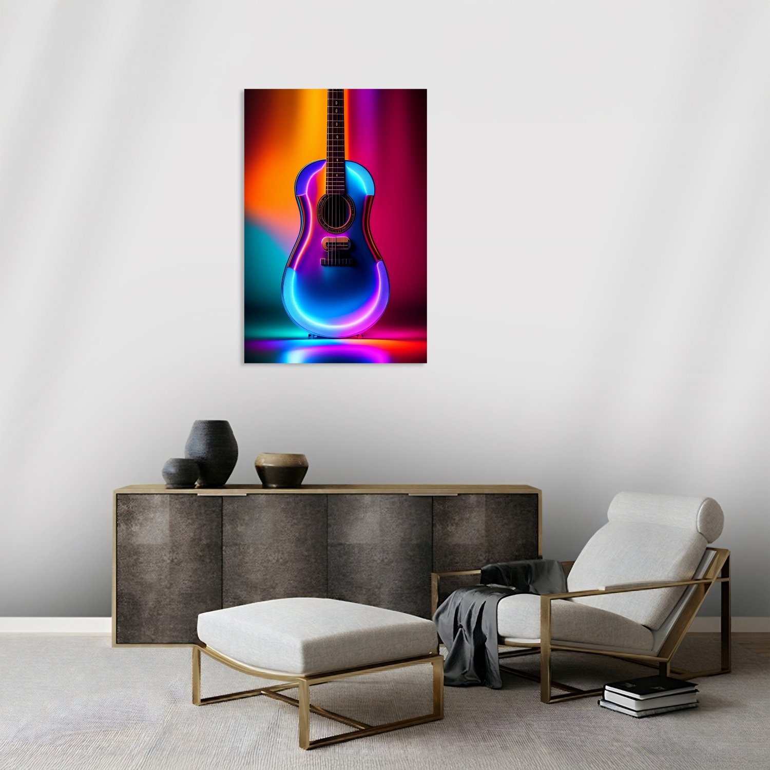 Neon Işıklı Renkli Gitar