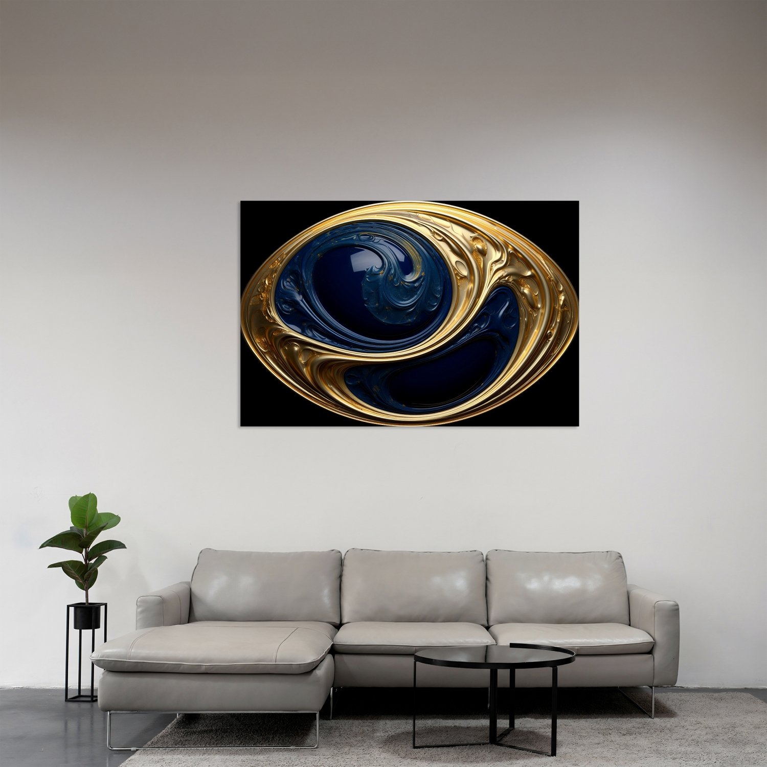 Altın Mavi Spiral Desen