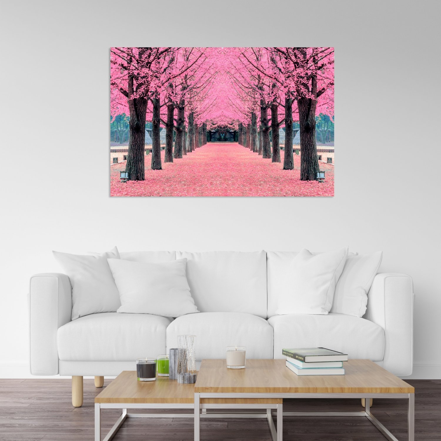 Pembe Sakura Ağaçlı Yol