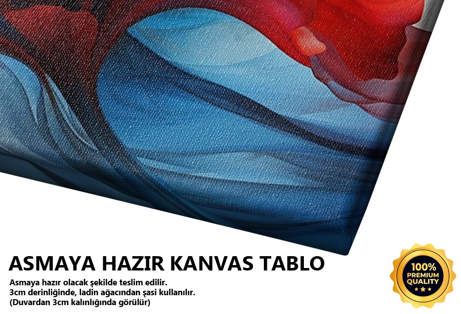 Kırmızı Mavi Çiçek Deseni