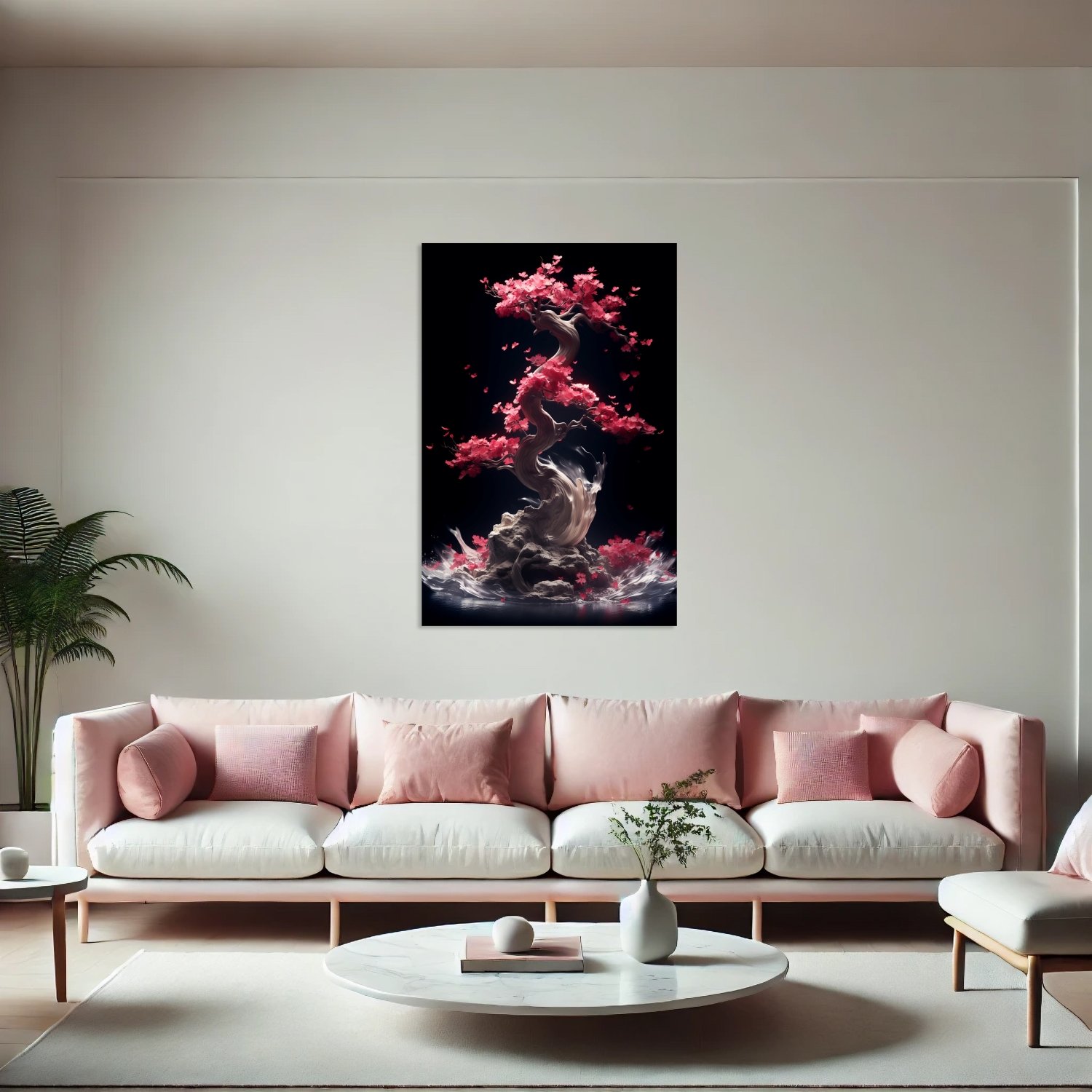Pembe Bonsai Ağaç İllüstrasyonu