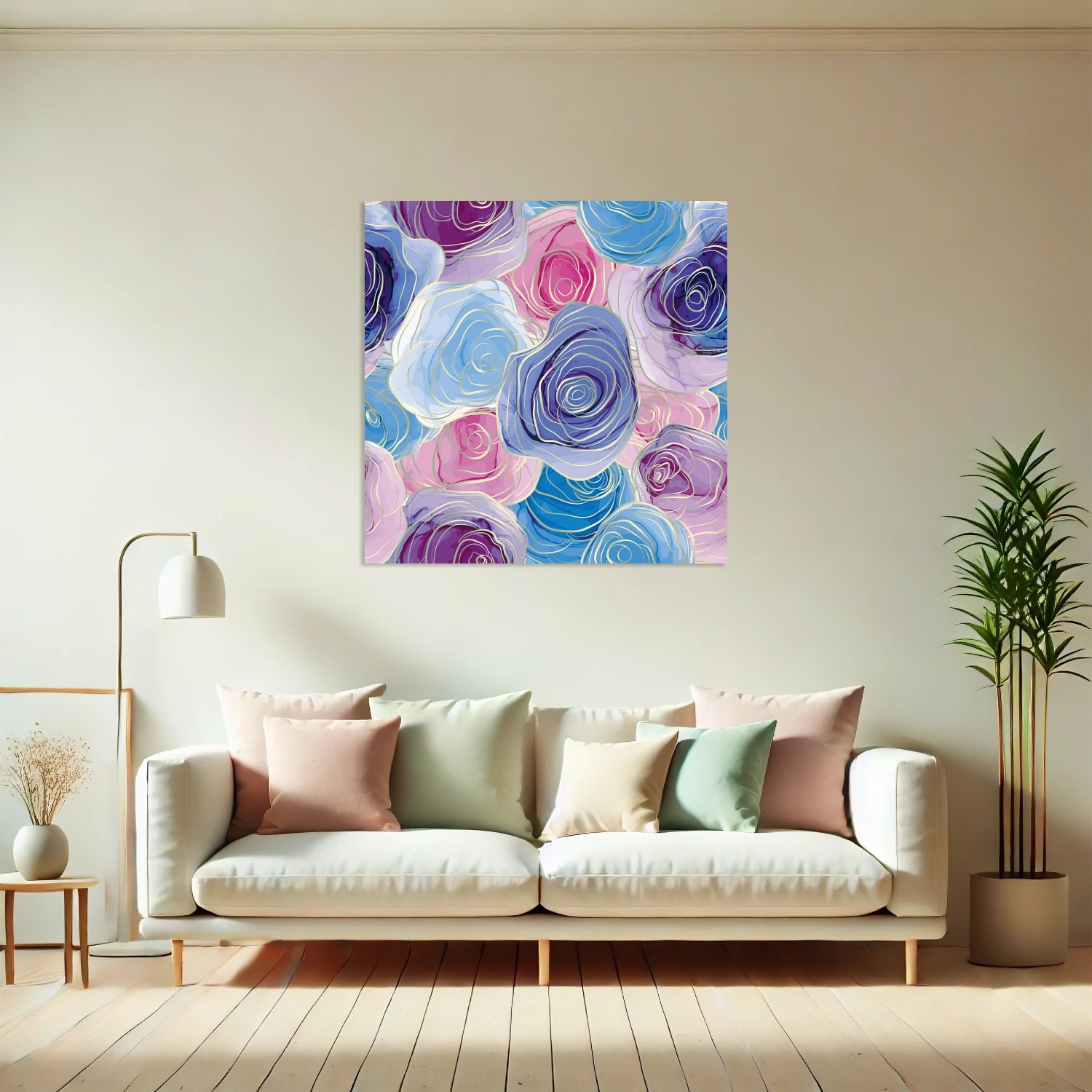 Pembe Mor Gül Deseni