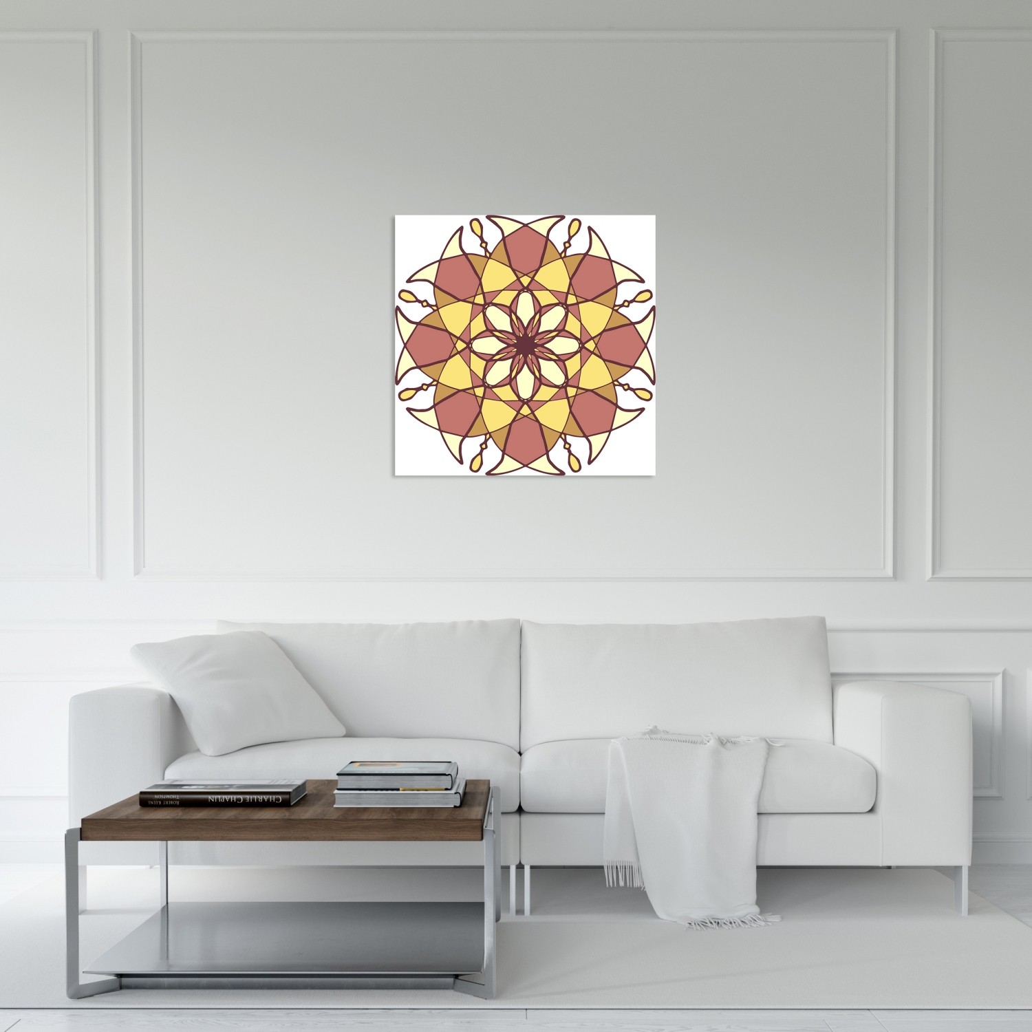 Floral Desen İkili Kahve Tablo