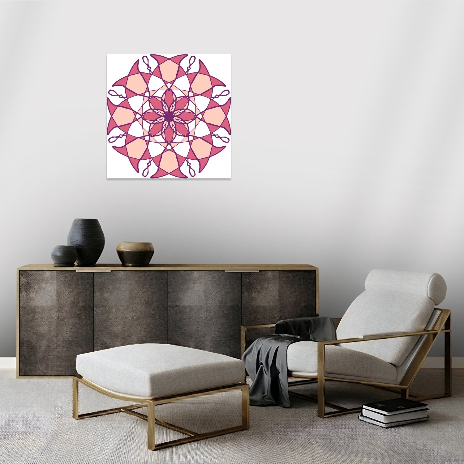 Floral Desen İkili Pembe Tablo