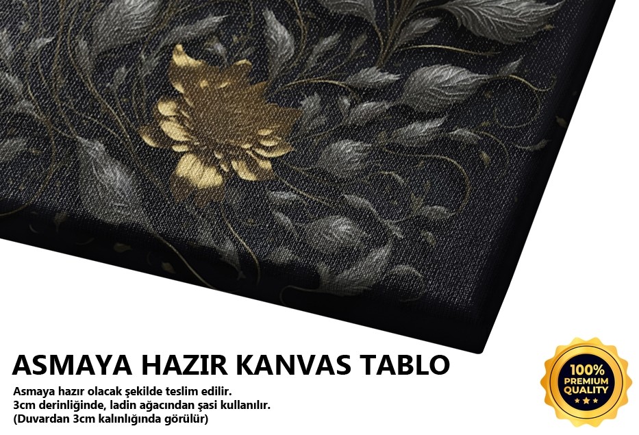 Siyah Altın Yaprak Deseni