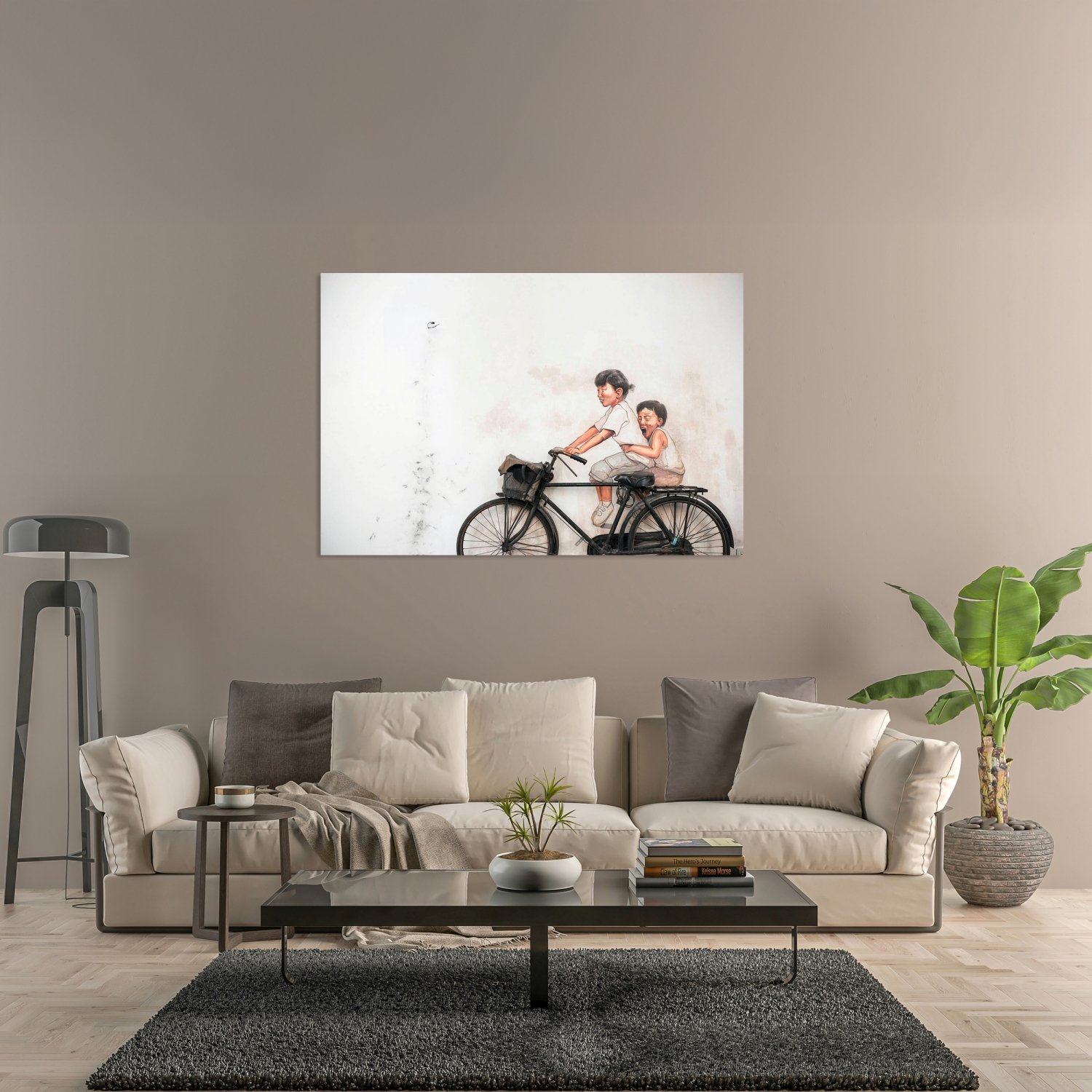 Bisiklet Ve Çocuklar Yatay Tablo