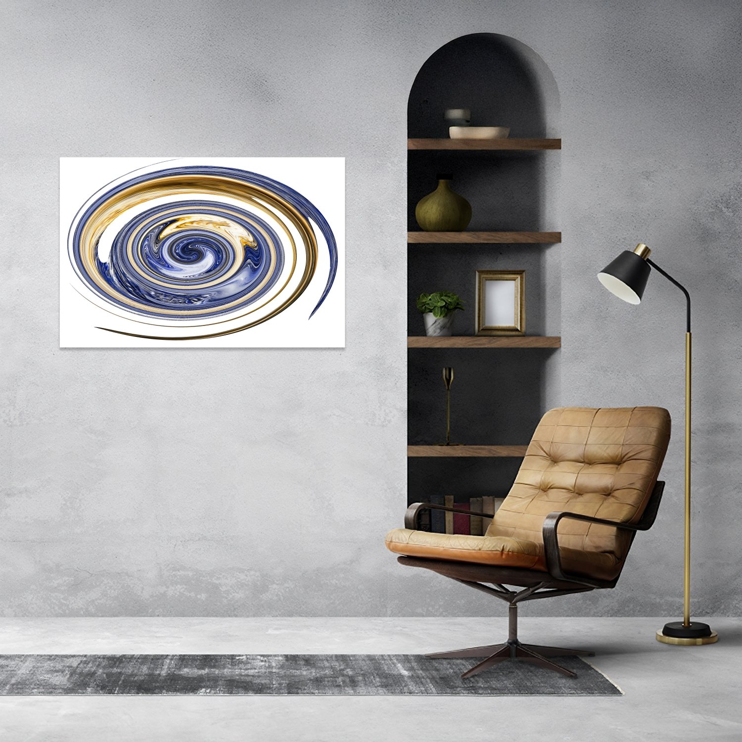 Lacivert Altın Spiral Desen