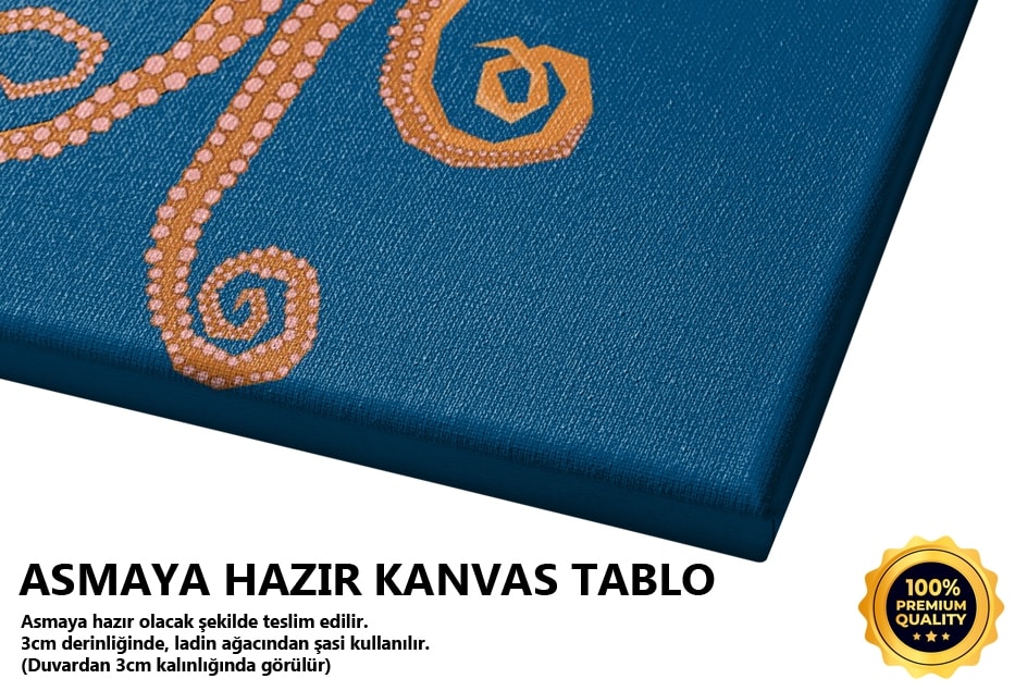 Ahtapot Vektörel Lacivert Tablo