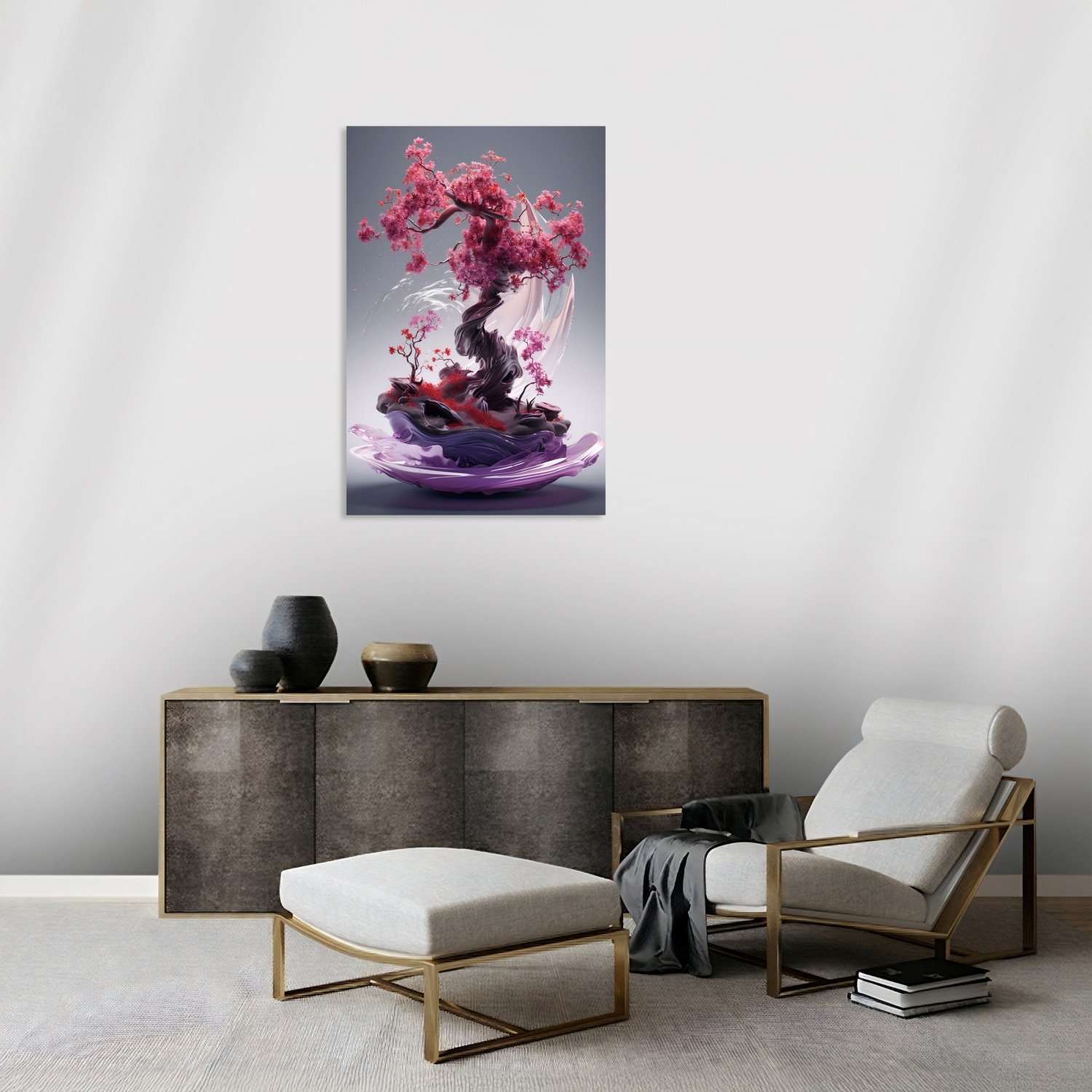 İki Pembe Bonsai Ağaç