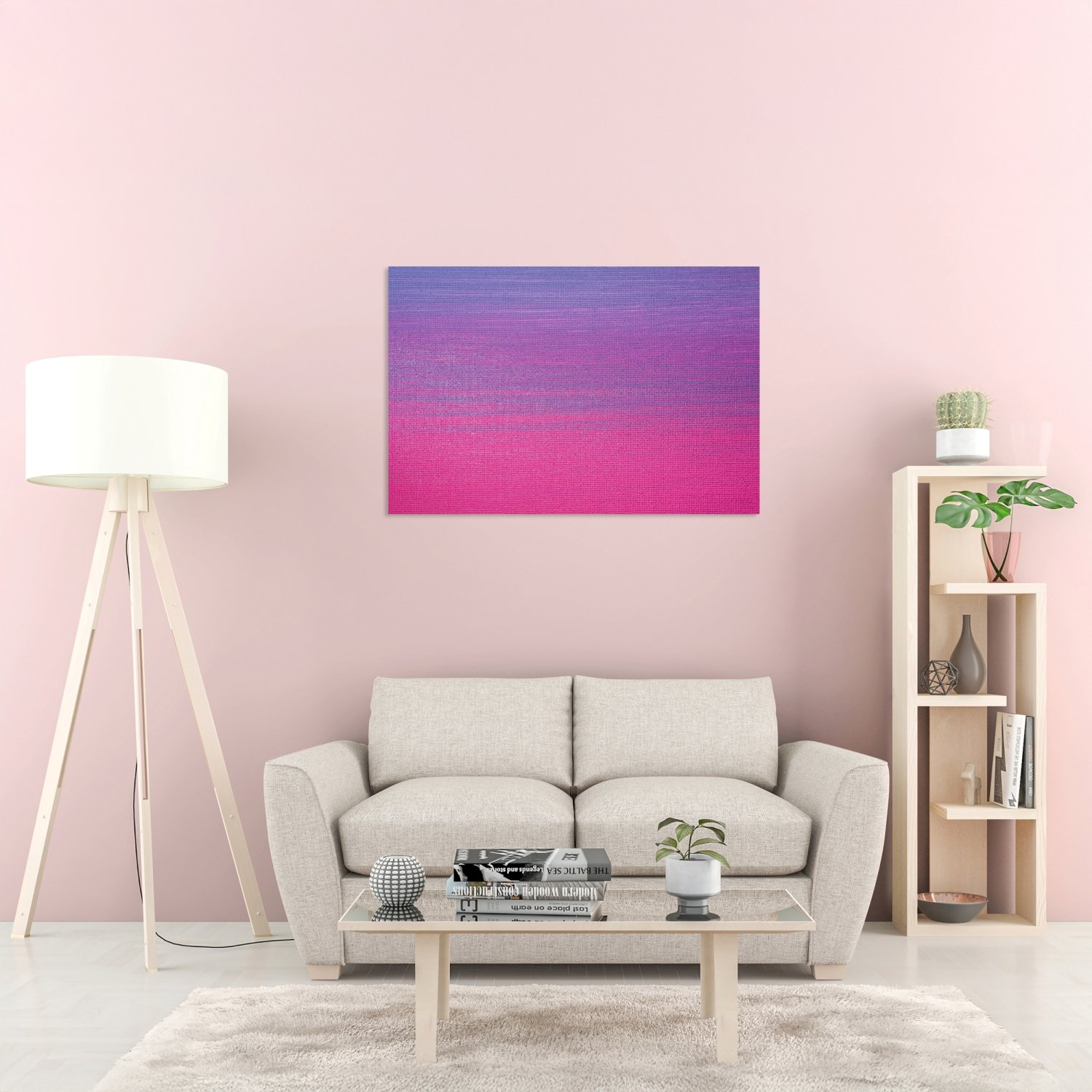 Pembe Mavi Yağlıboya 2 Tablo
