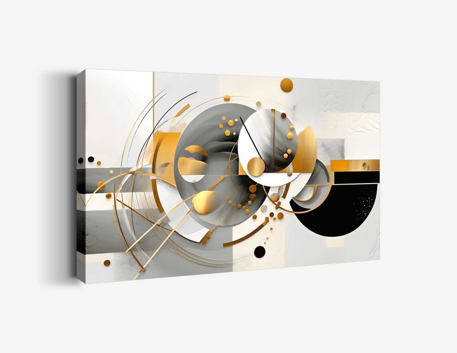 Geometrik Soyut Sanat - Siyah, Beyaz ve Altın