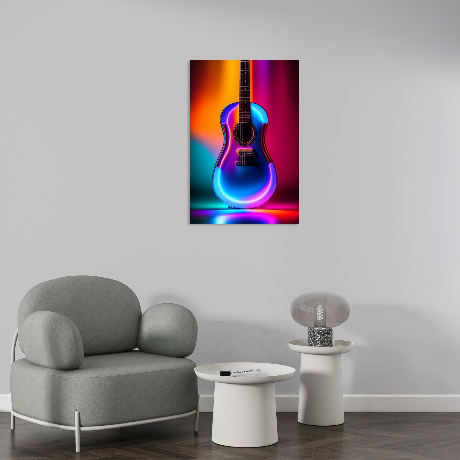 Neon Işıklı Renkli Gitar