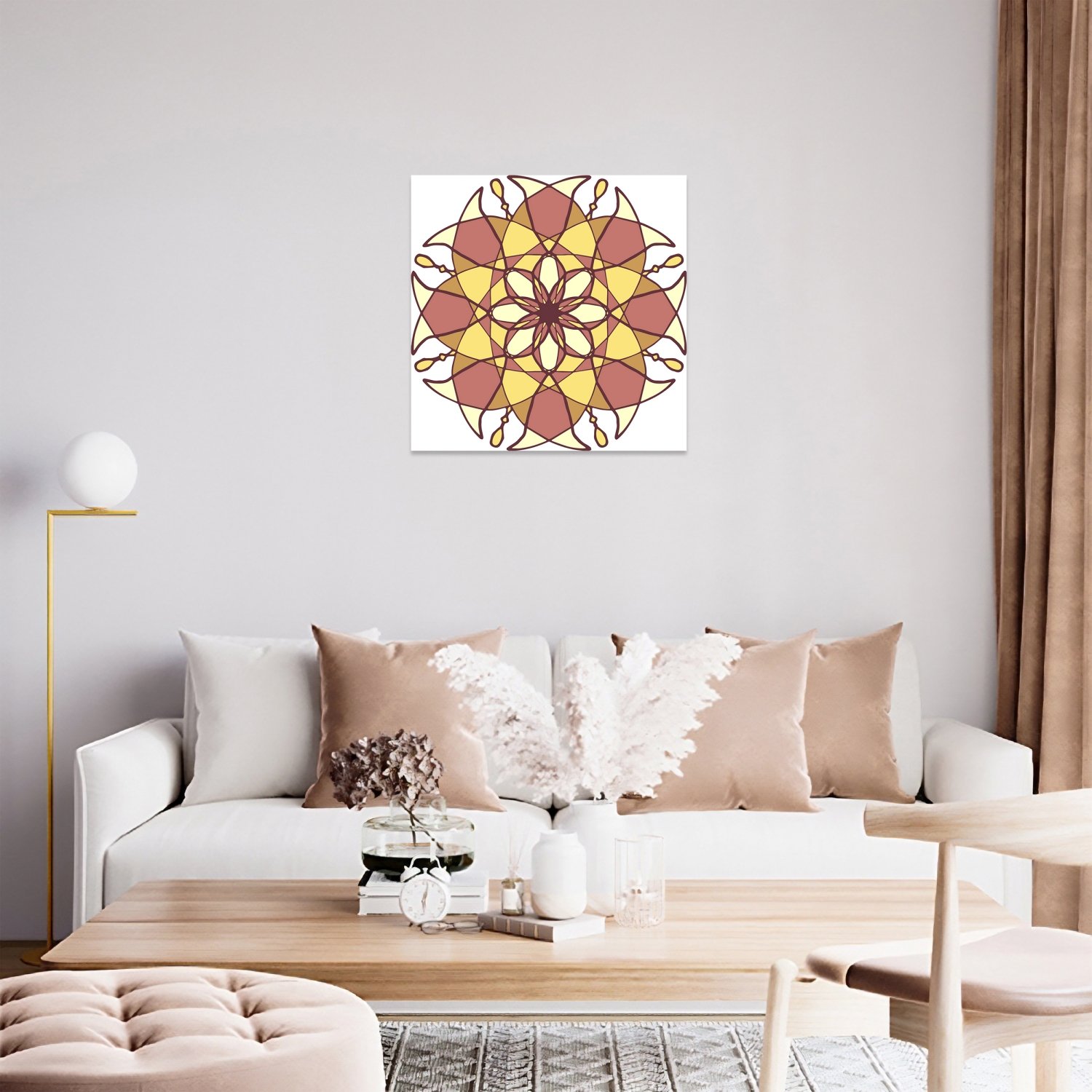 Floral Desen İkili Kahve Tablo