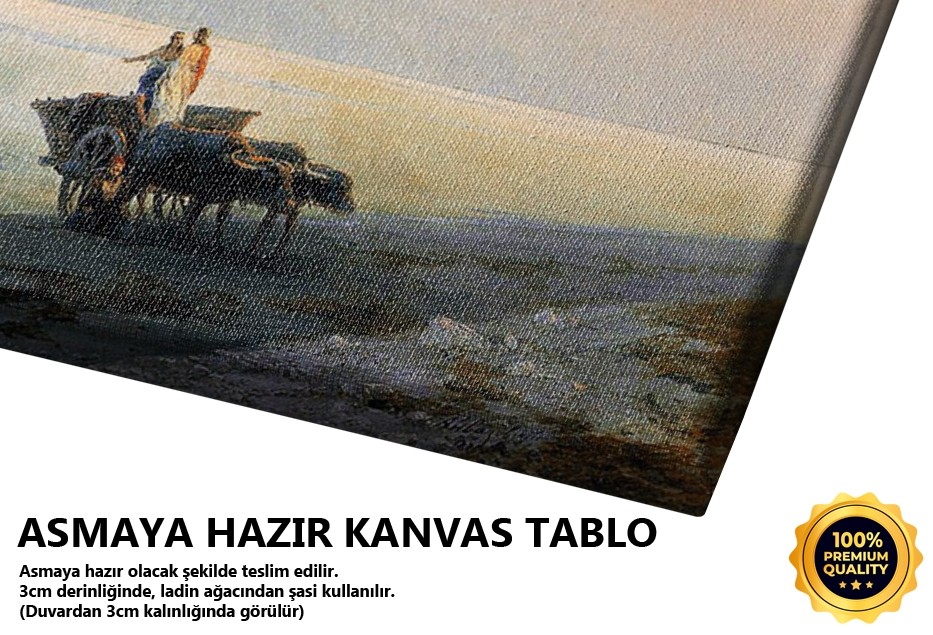 Durgun Deniz Kıyısında Kağnı Ve Yüzücü, 1886 Tablo