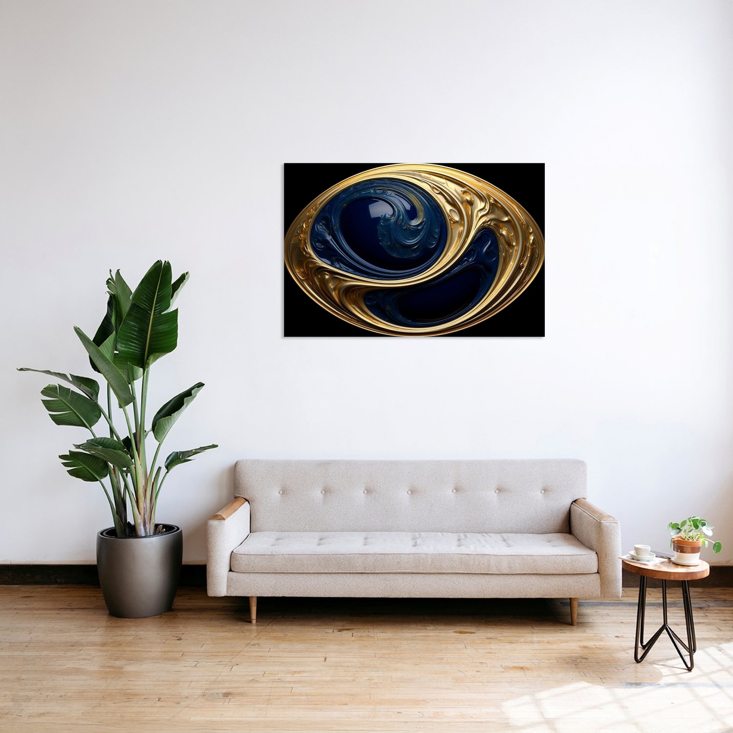 Altın Mavi Spiral Desen