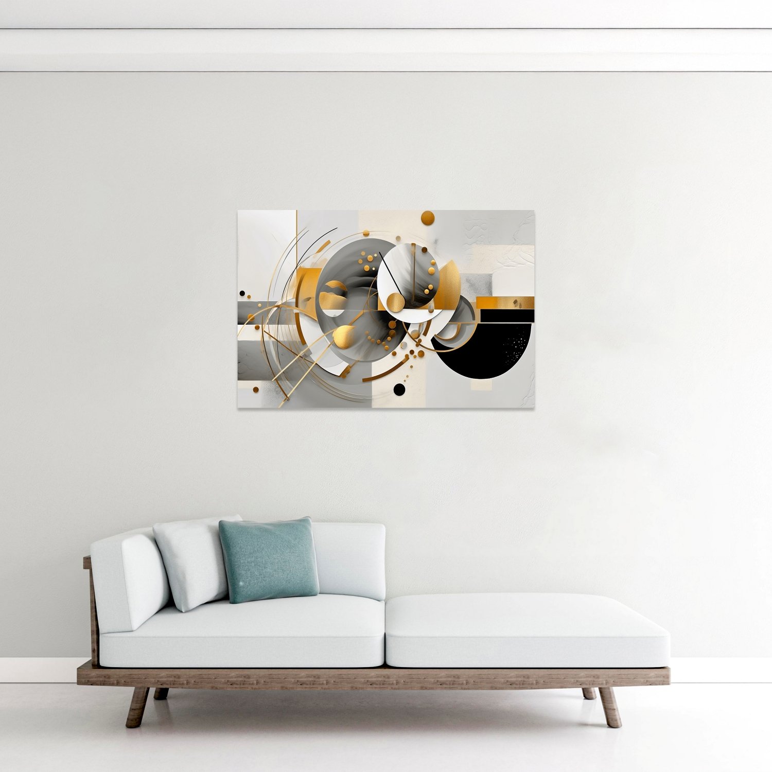 Geometrik Soyut Sanat - Siyah, Beyaz ve Altın