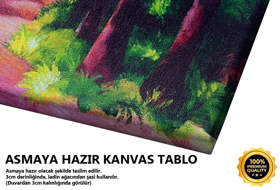 Parkta Kırmızı Ev Tablo