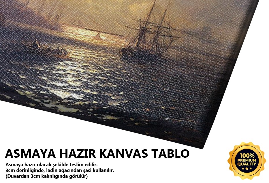 Ay Işıklı Gecede Osmanlı Sahili Tablo