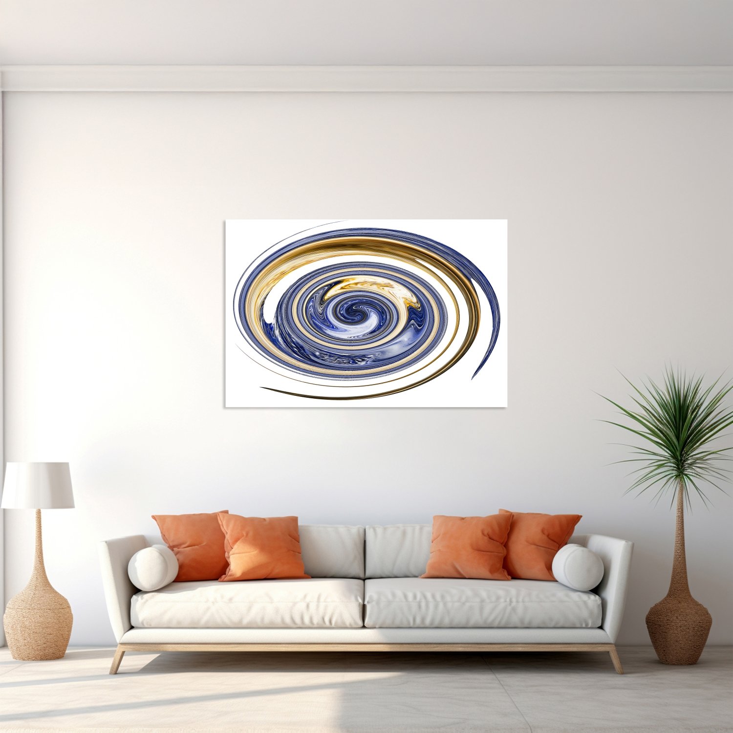Lacivert Altın Spiral Desen