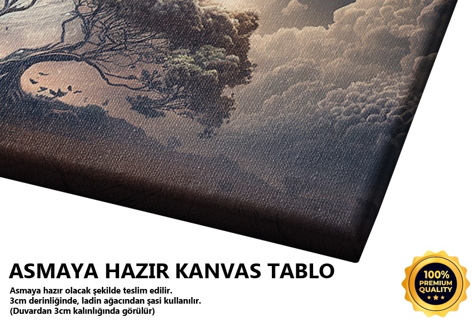 Dolunay ve Dağlar Manzarası