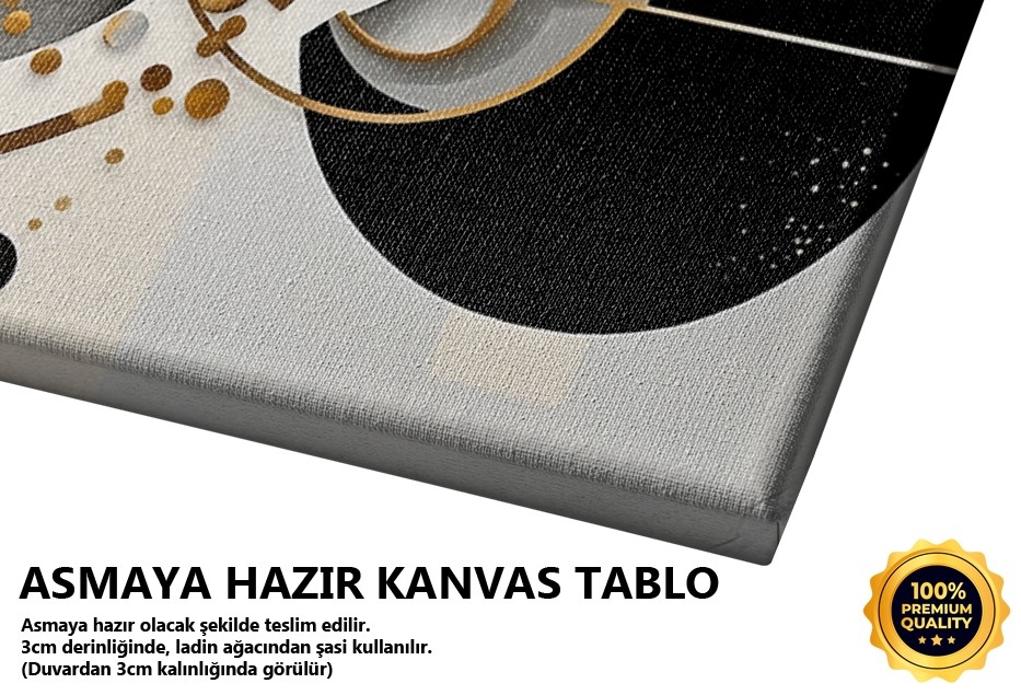 Geometrik Soyut Sanat - Siyah, Beyaz ve Altın