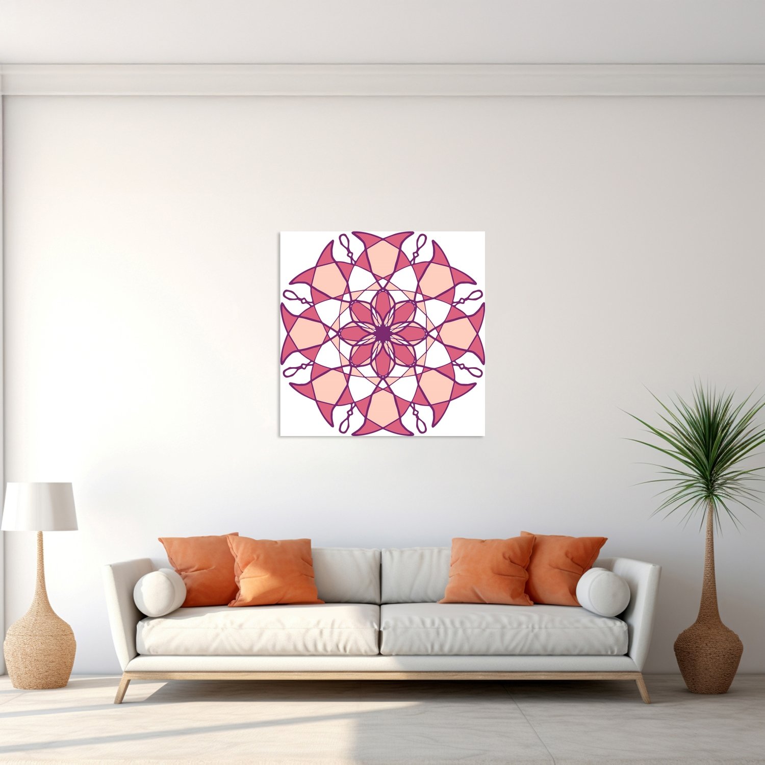 Floral Desen İkili Pembe Tablo