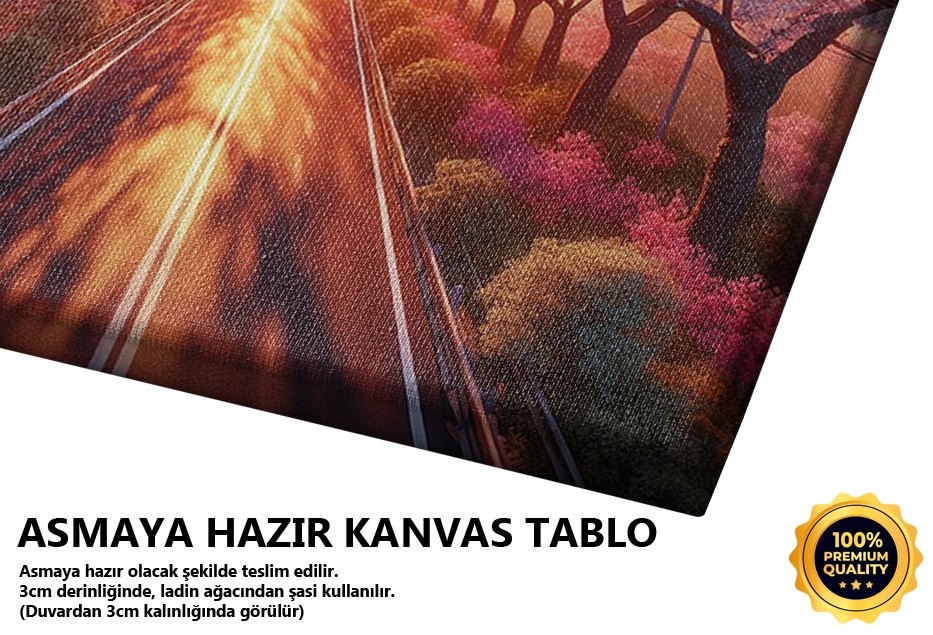 Pembe Ağaçlı Yol Manzarası