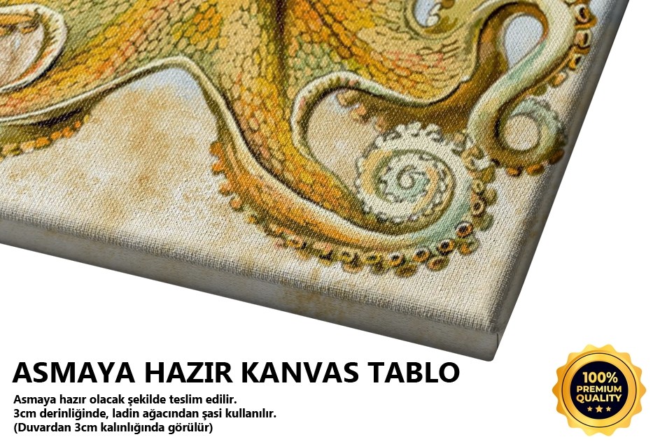 Ahtapot Vektörel Mavi Tablo