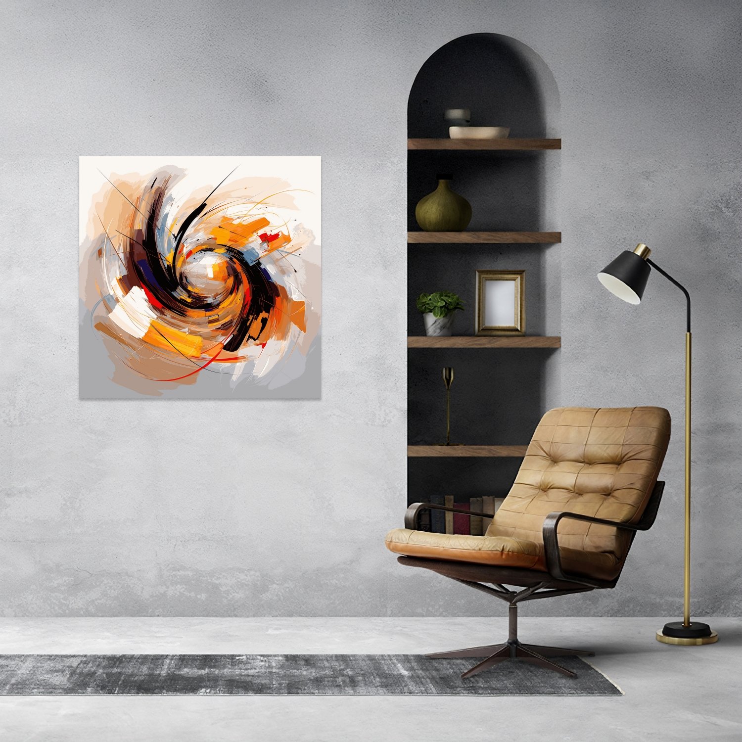 Turuncu ve Siyah Spiral Desen
