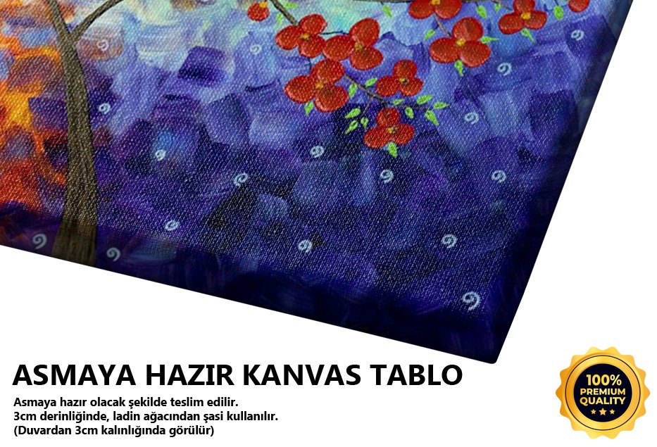Kiraz Çiçekleri Ve Aşık Kuşlar Tablo