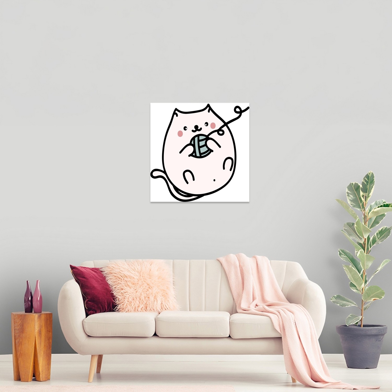 Yumaklı Kedi Tablo