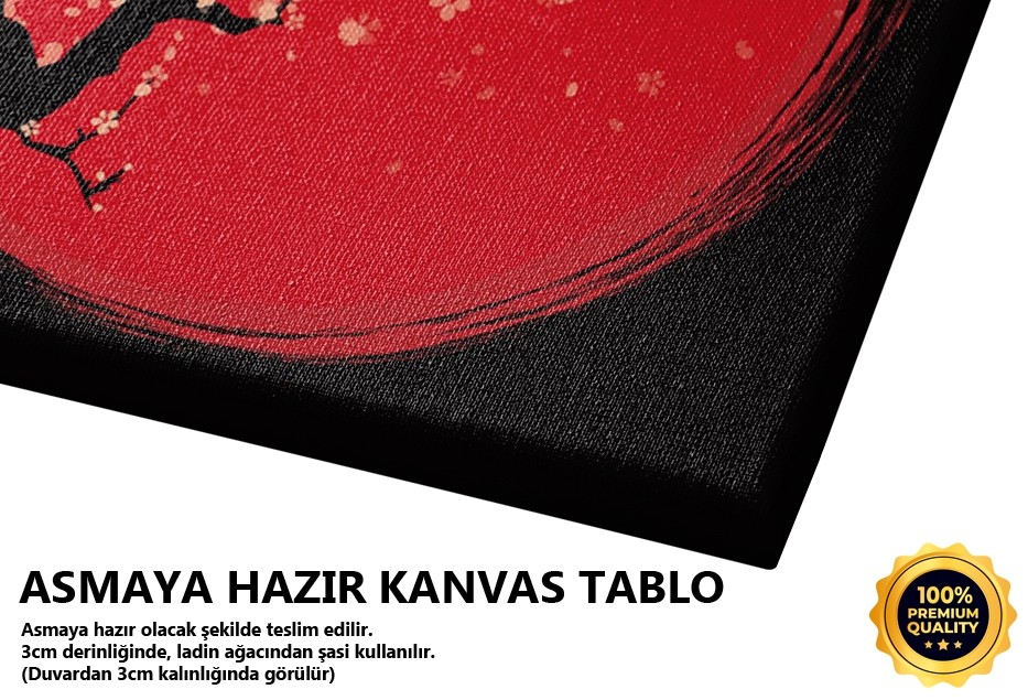 Japon Sanatı Kırmızı Çiçek Tablo