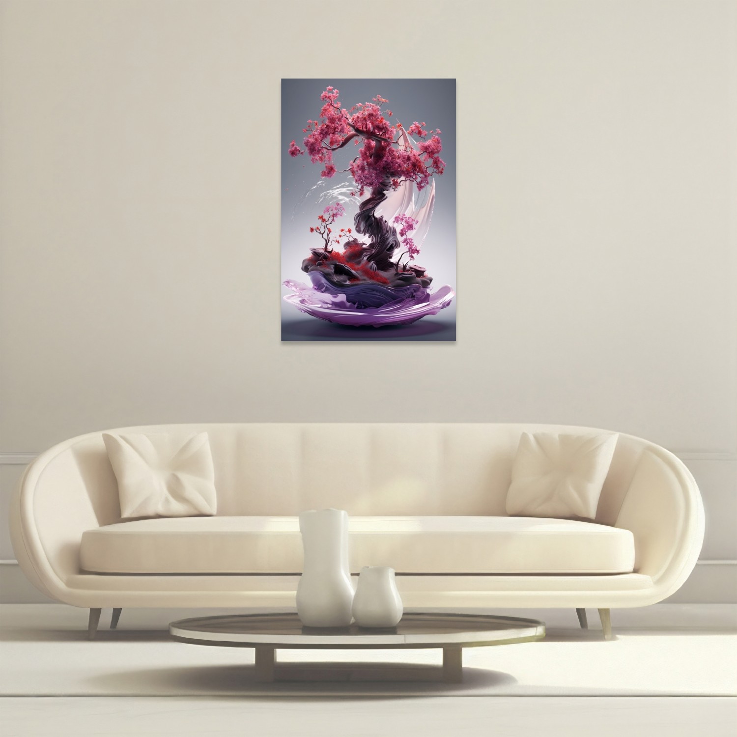 İki Pembe Bonsai Ağaç