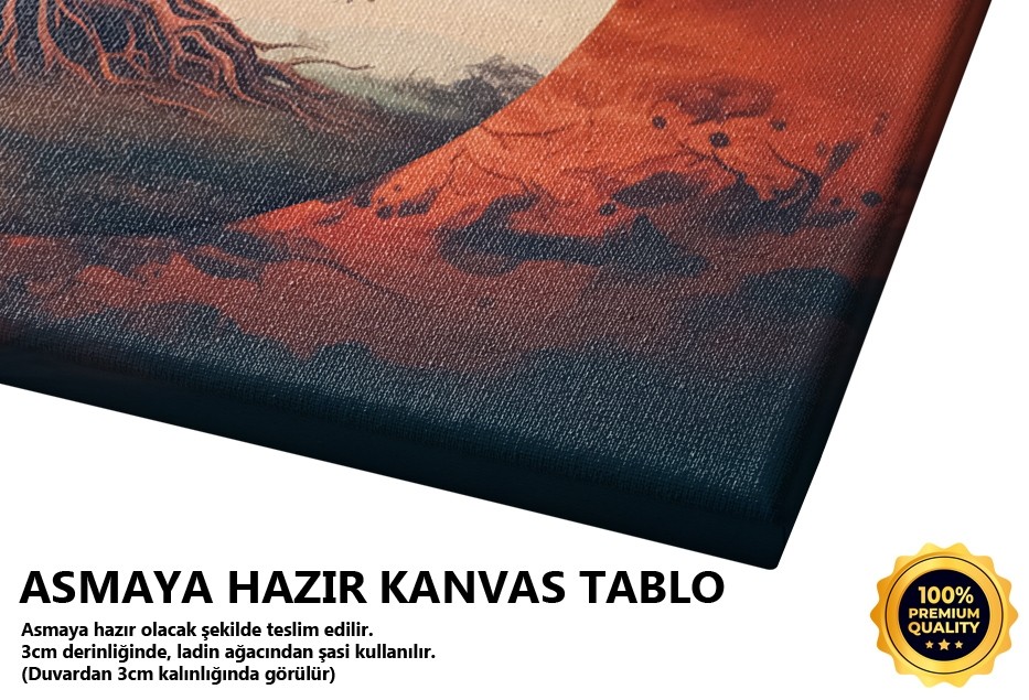 Kırmızı Güneş ve Ağaç Manzarası