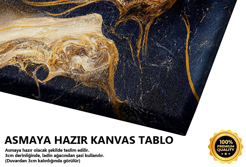 Altın Lacivert Dalga Deseni